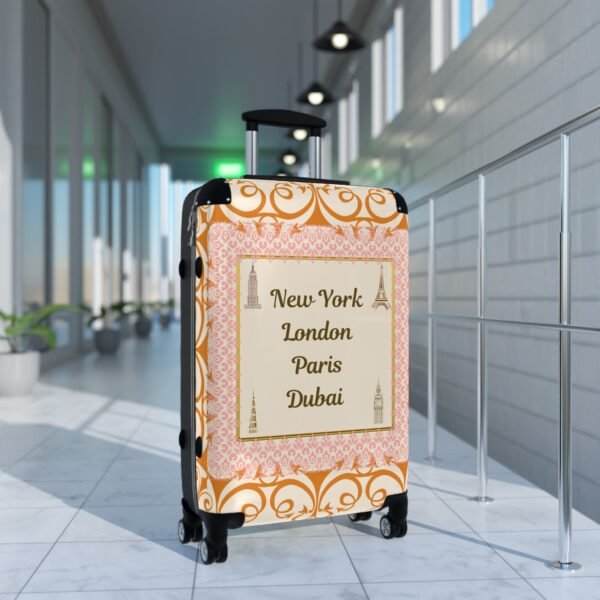 Stylish Travel Suitcase with New York, London, Paris, Dubai Design - Perfect for Adventurers - Image 7