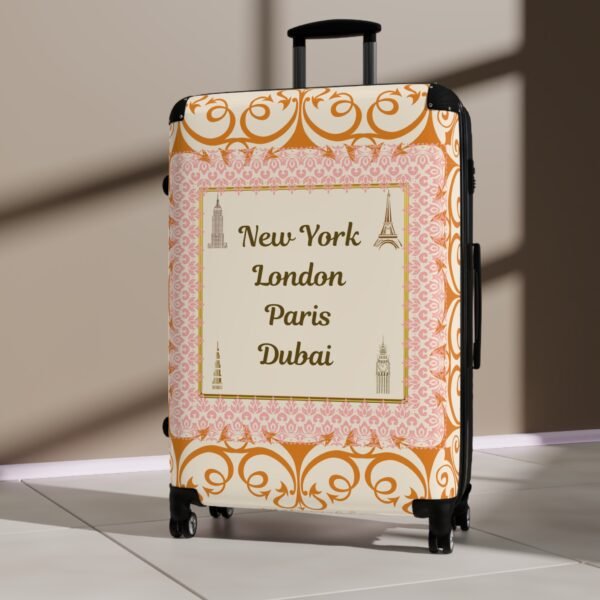 Stylish Travel Suitcase with New York, London, Paris, Dubai Design - Perfect for Adventurers - Image 12