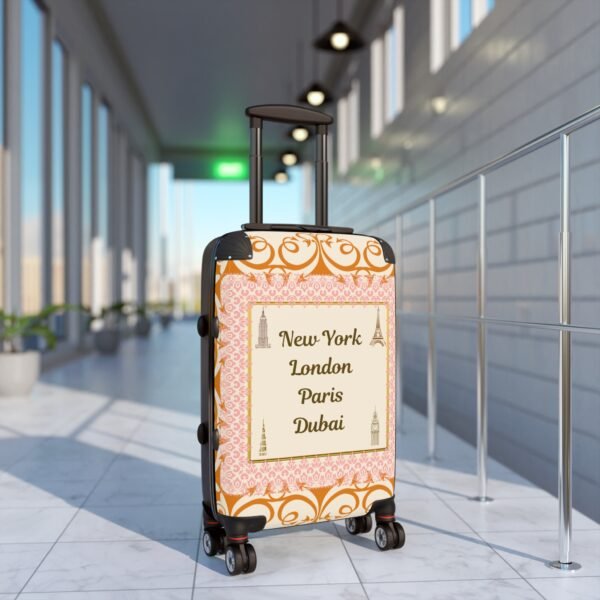 Stylish Travel Suitcase with New York, London, Paris, Dubai Design - Perfect for Adventurers - Image 3