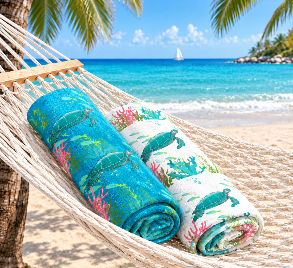 Coral Reef Towel - Blue Design