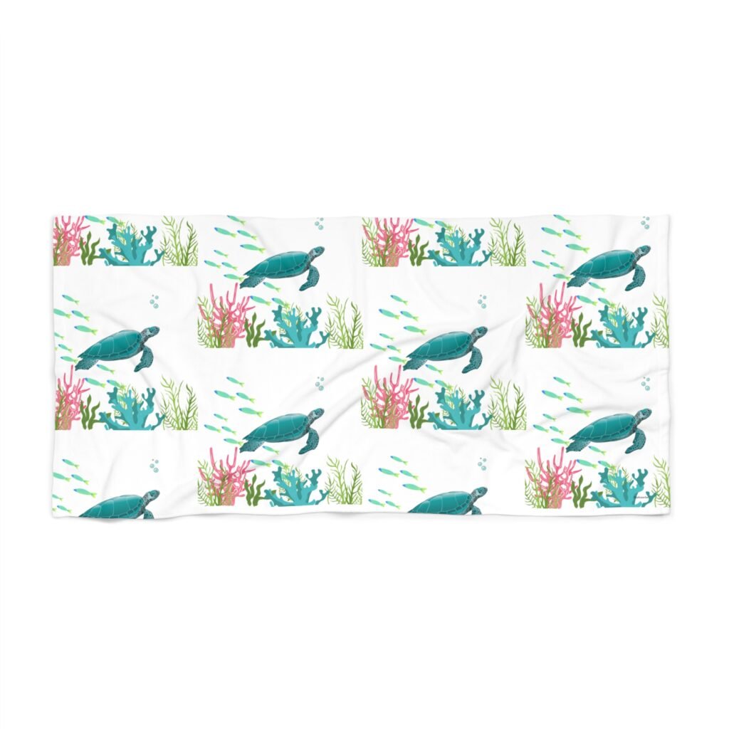 Coral Reef Towel with sea turtles