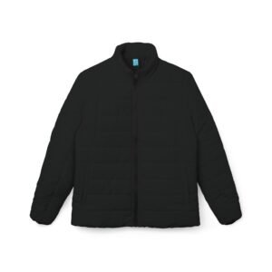 Black Puffer Jacket with lion design