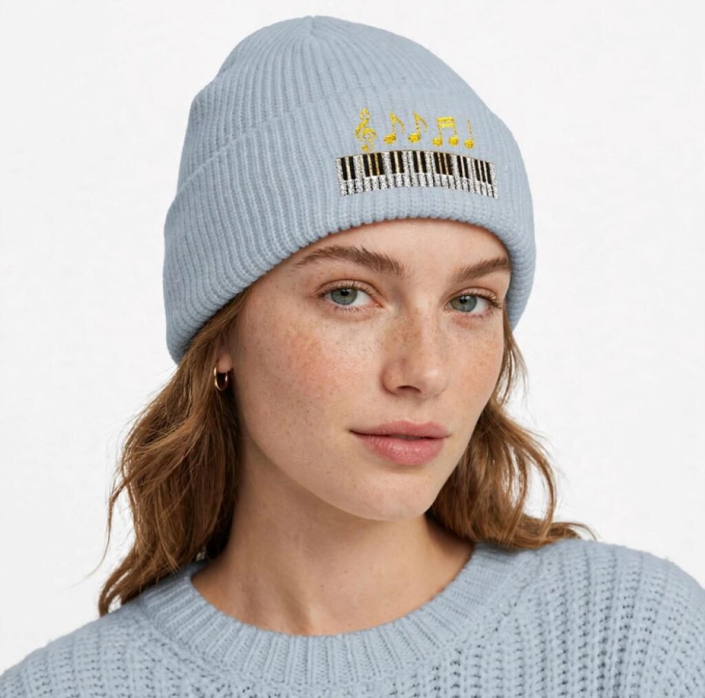 Beanie with music notes