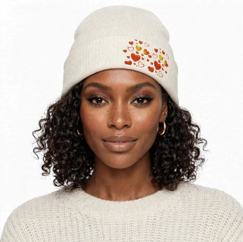 Knit Beanie with hearts