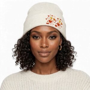 Knit Beanie with hearts