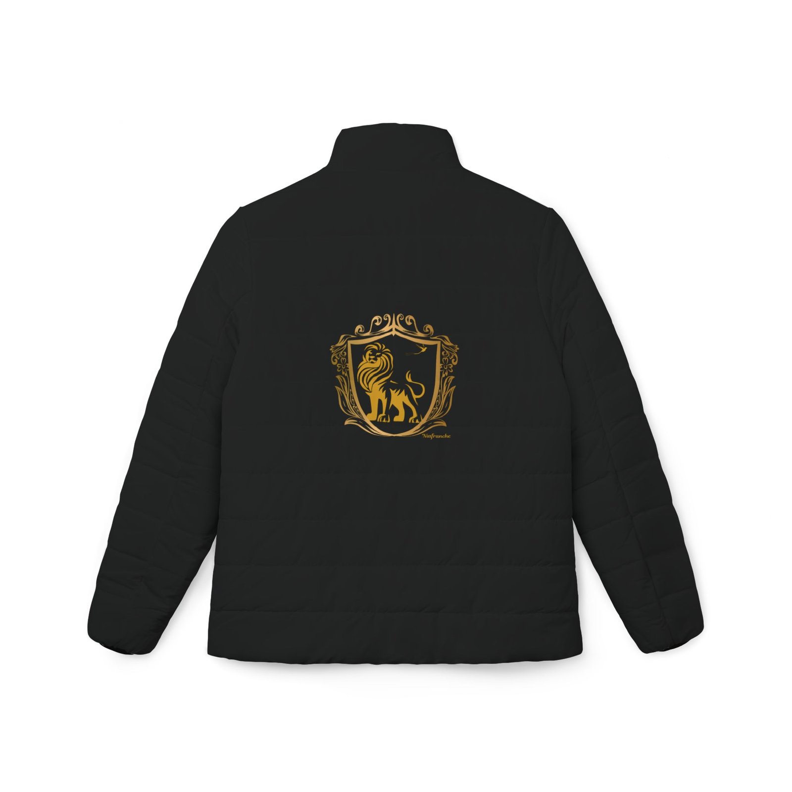 Black Puffer Jacket with lion design - Image 2