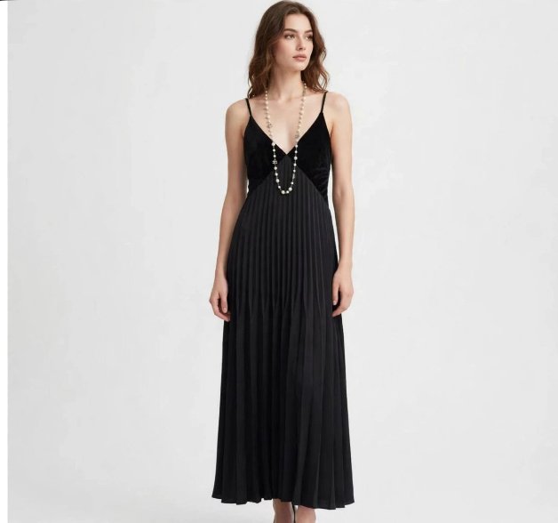 Elegant Pleated Velvety Dress