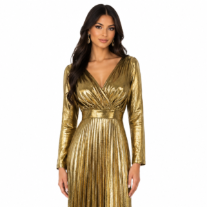 Elegant Metallic Gold Party Gown